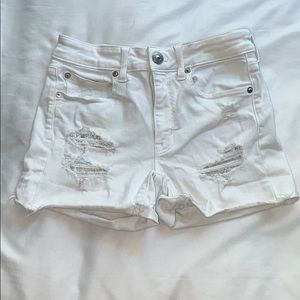 American Eagle White Wash Ripped Jean Shorts